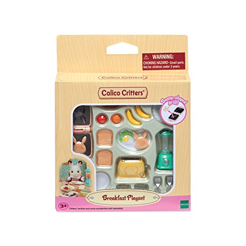 Calico Critters Breakfast Playset - Over 15 Miniature Kitchen Pieces with Working Toaster