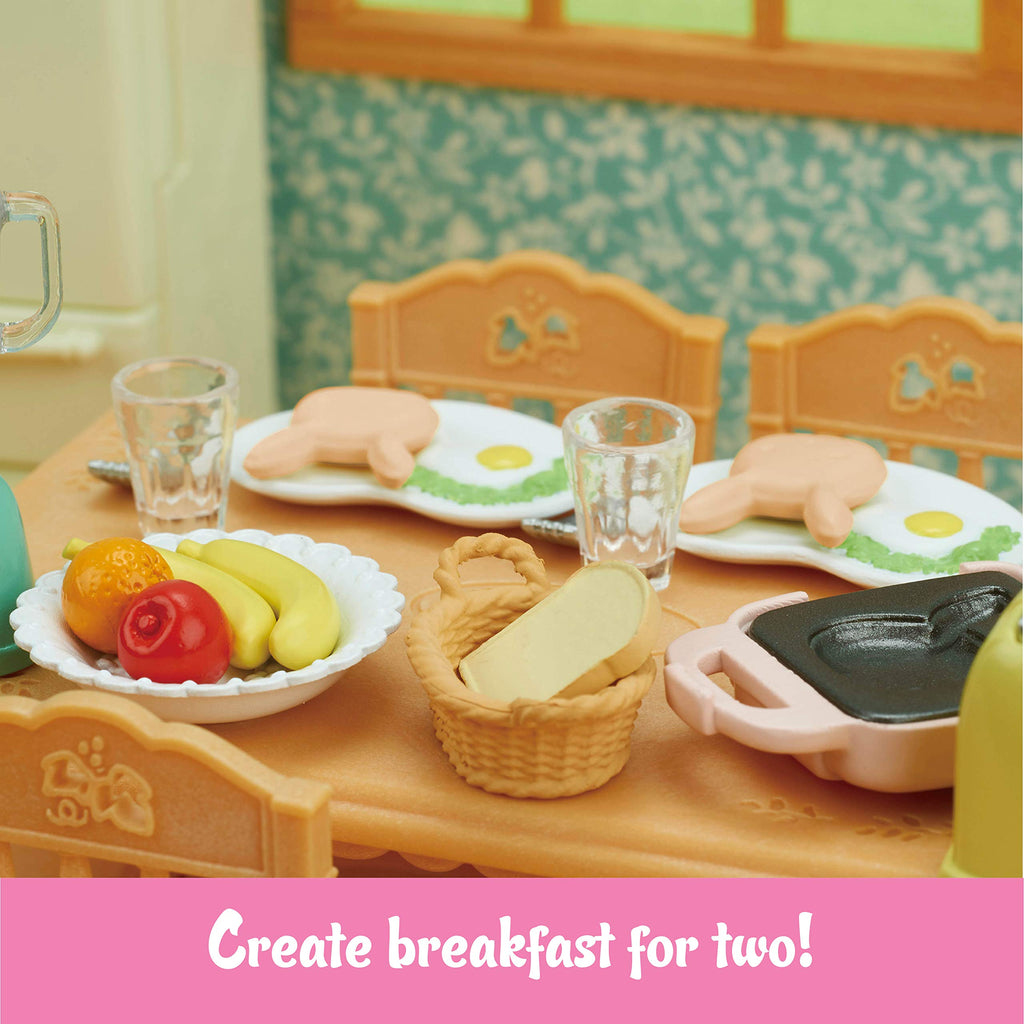 Calico Critters Breakfast Playset - Over 15 Miniature Kitchen Pieces with Working Toaster