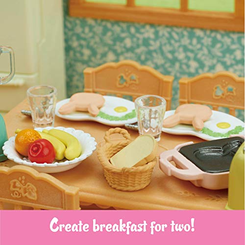 Calico Critters Breakfast Playset - Over 15 Miniature Kitchen Pieces with Working Toaster