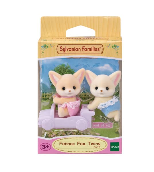 Calico Critters Fennec Fox Twins: Rocco & Tara with Pushcart – Soft Flocked Figures for Ages 3+