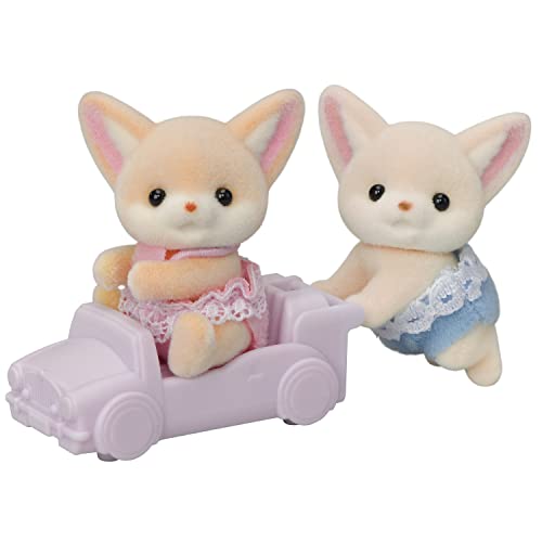 Calico Critters Fennec Fox Twins: Rocco & Tara with Pushcart – Soft Flocked Figures for Ages 3+