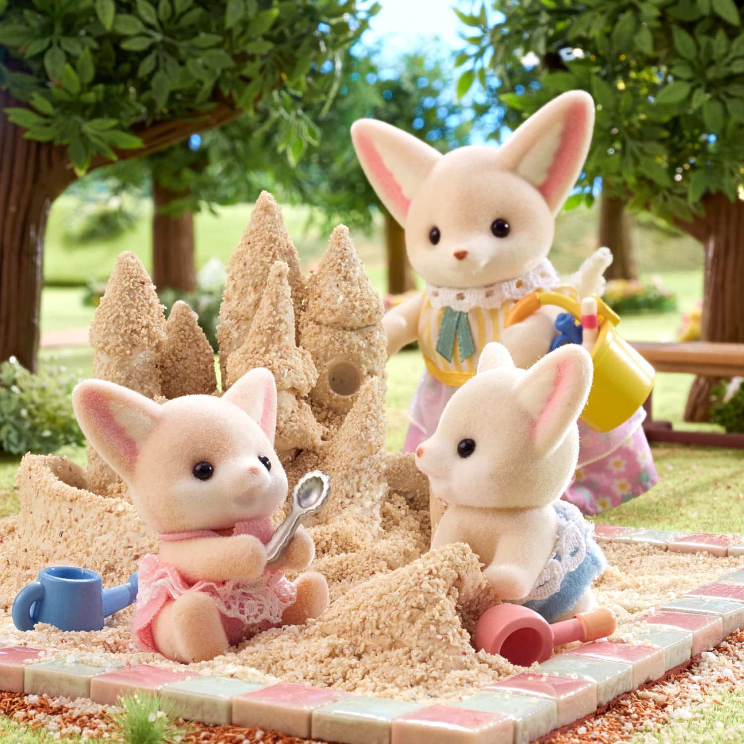 Calico Critters Fennec Fox Twins: Rocco & Tara with Pushcart – Soft Flocked Figures for Ages 3+