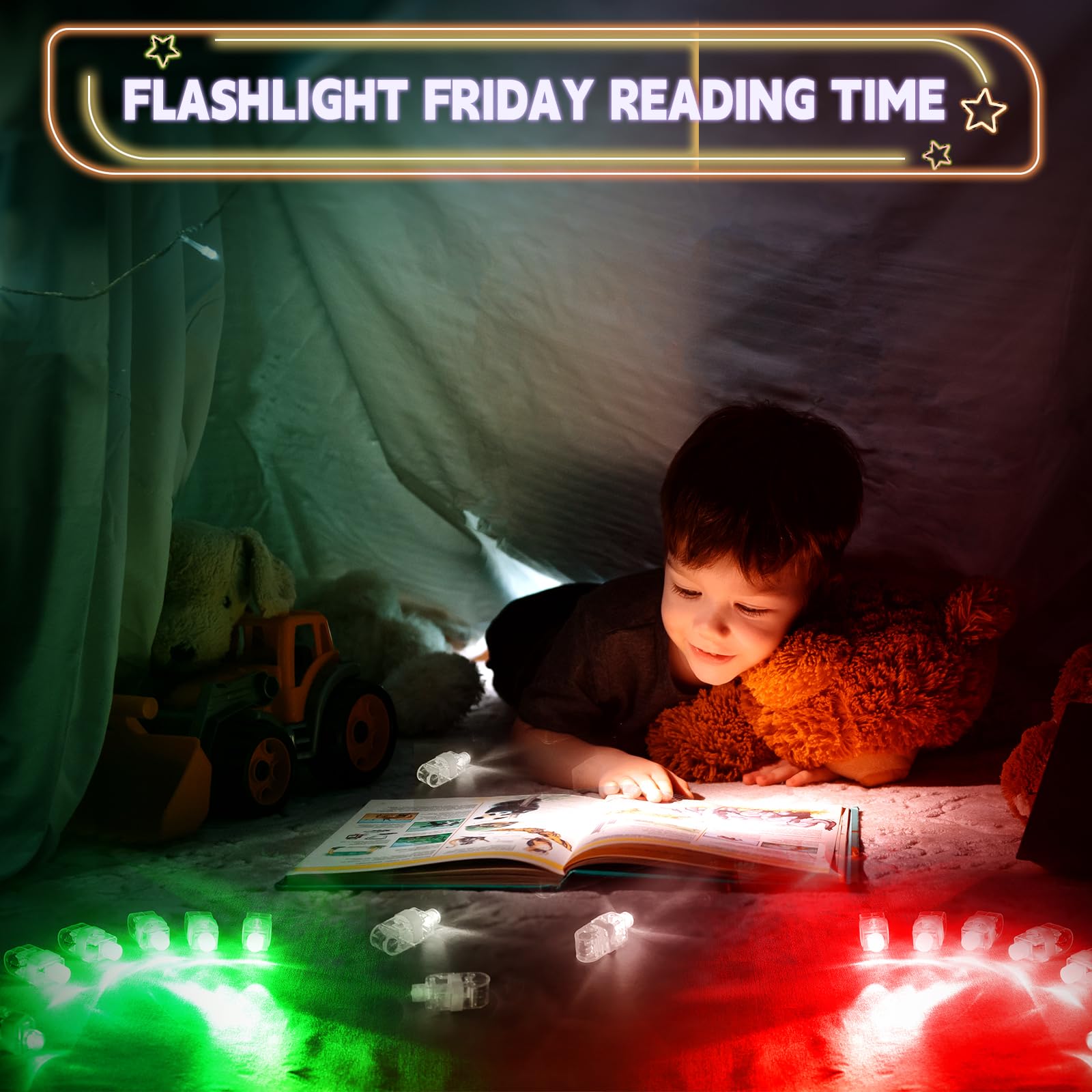 CALIFORNIA CADE ELECTRONIC Finger Lights 50 Pack - 8 Colors LED Finger Flashlights for Parties, Trick or Treat, and Glow Events