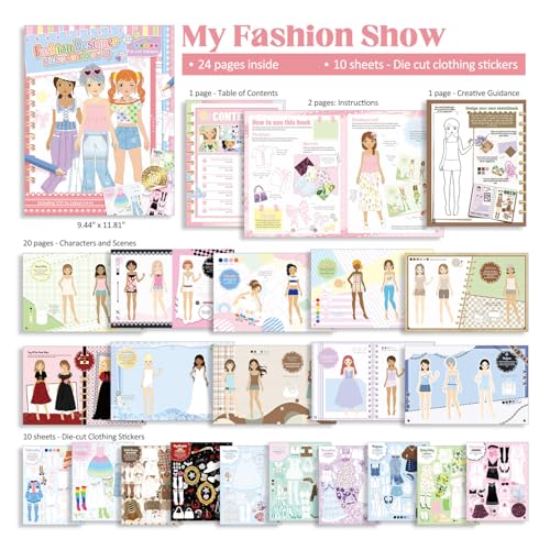Callist Girls Sticker Dress-Up Book – 300+ Repositionable Stickers, 24 Characters, 11 Scenes, Fashion Activity & Coloring
