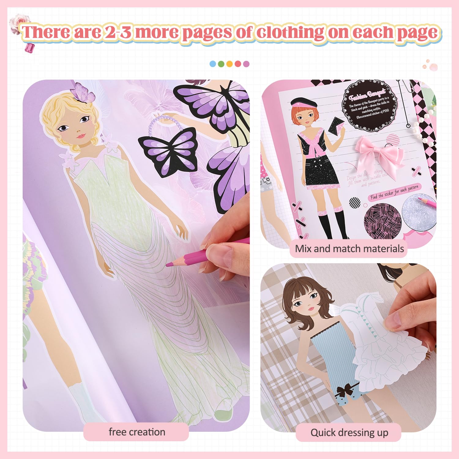 Callist Girls Sticker Dress-Up Book – 300+ Repositionable Stickers, 24 Characters, 11 Scenes, Fashion Activity & Coloring
