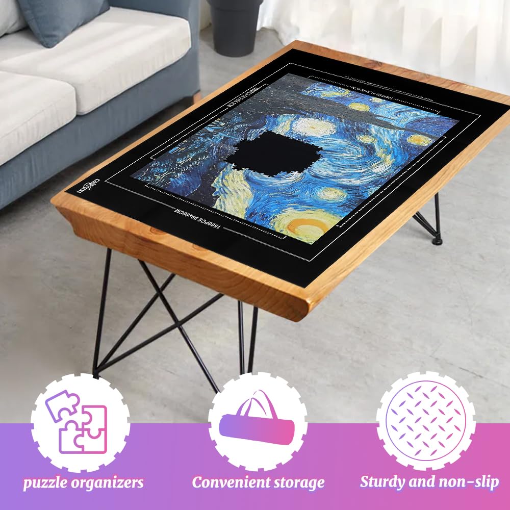 CallKroon Puzzle Mat Roll Up for 1500 Pieces – Felt Board Alternative with 4 Sorting Trays, Inflatable Tube, and Storage Bag