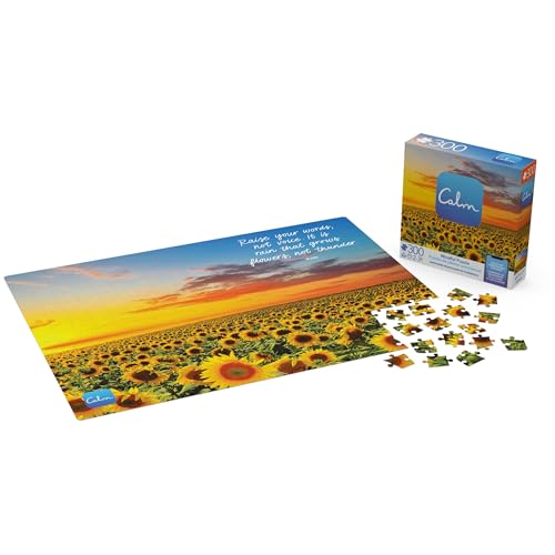 Calm 300-Piece Sunflower Fields Jigsaw Puzzle – Relaxation & Stress Relief for Adults and Kids Ages 8+