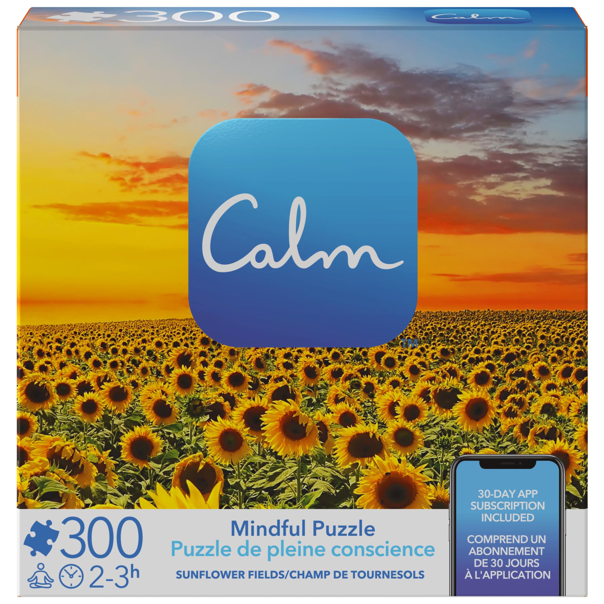 Calm 300-Piece Sunflower Fields Jigsaw Puzzle – Relaxation & Stress Relief for Adults and Kids Ages 8+