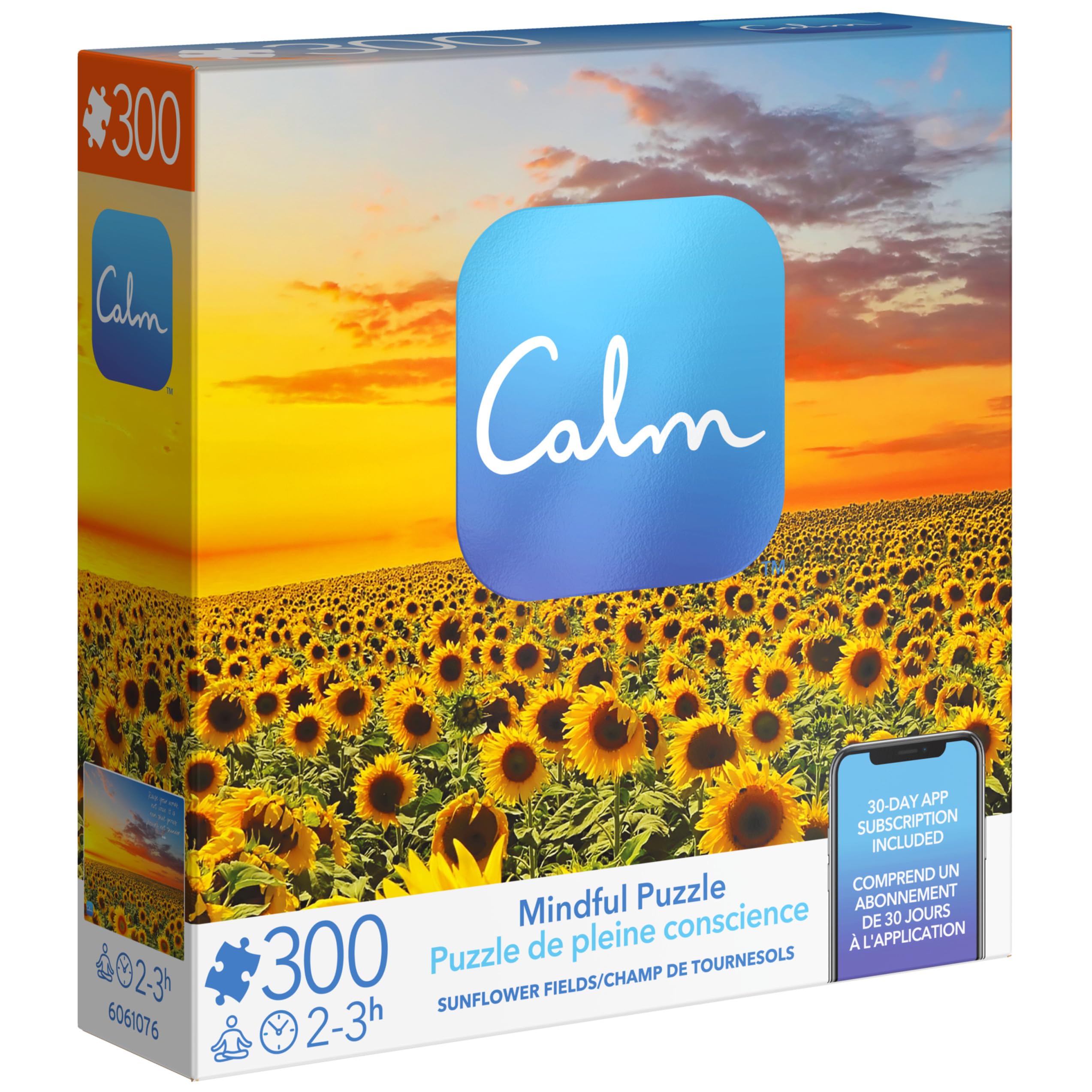Calm 300-Piece Sunflower Fields Jigsaw Puzzle – Relaxation & Stress Relief for Adults and Kids Ages 8+