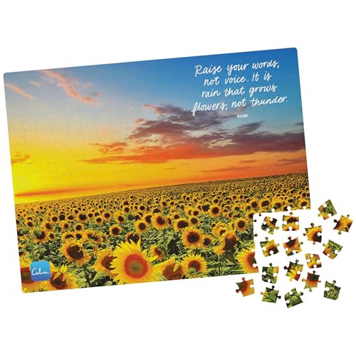 Calm 300-Piece Sunflower Fields Jigsaw Puzzle – Relaxation & Stress Relief for Adults and Kids Ages 8+