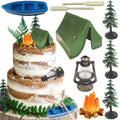 Camping Cupcake Toppers Set - 9 Pieces with Tent, Deer, Fire & More by Roaring Good Time