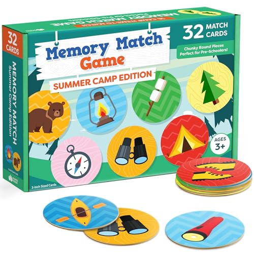 Camping Memory Game for Kids Ages 4-8 – 32-Piece Matching Game with Sturdy Cards