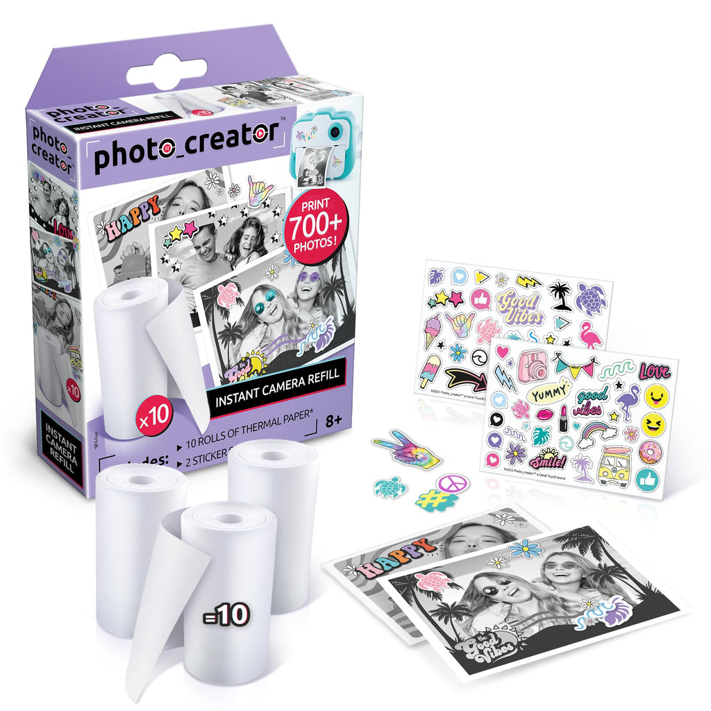 Canal Toys Photo Creator Refill Set – 10 Thermal Paper Rolls + 2 Sticker Sheets for Instant Print Camera