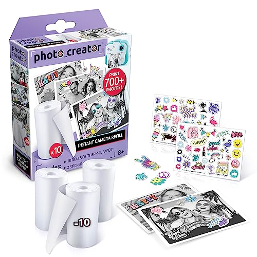 Canal Toys Photo Creator Refill Set – 10 Thermal Paper Rolls + 2 Sticker Sheets for Instant Print Camera