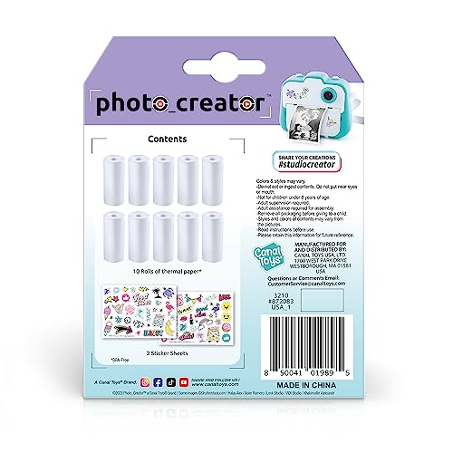 Canal Toys Photo Creator Refill Set – 10 Thermal Paper Rolls + 2 Sticker Sheets for Instant Print Camera