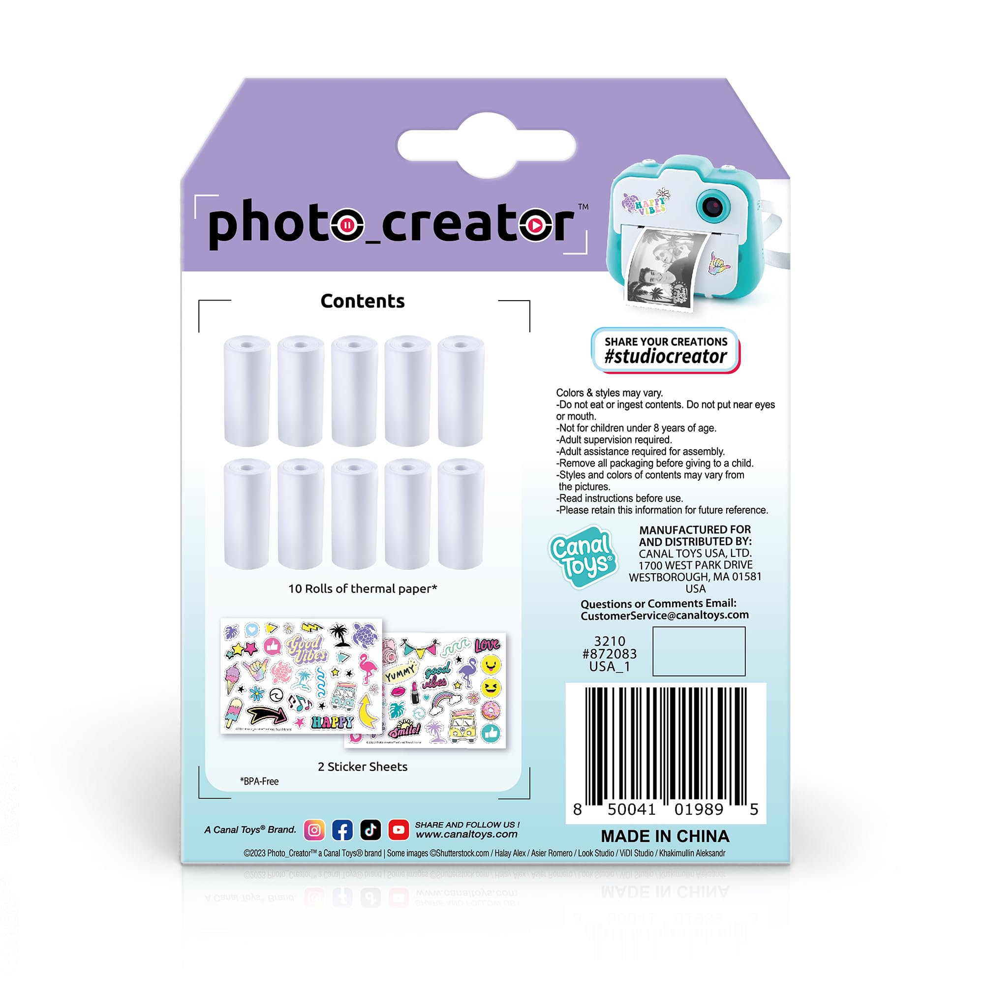 Canal Toys Photo Creator Refill Set – 10 Thermal Paper Rolls + 2 Sticker Sheets for Instant Print Camera