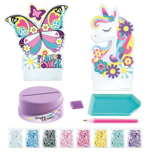 Canal Toys Style 4 Ever Diamond Art Unicorn & Butterfly Lamp Set – Light Up Base, 1300+ Gems, Ages 6+