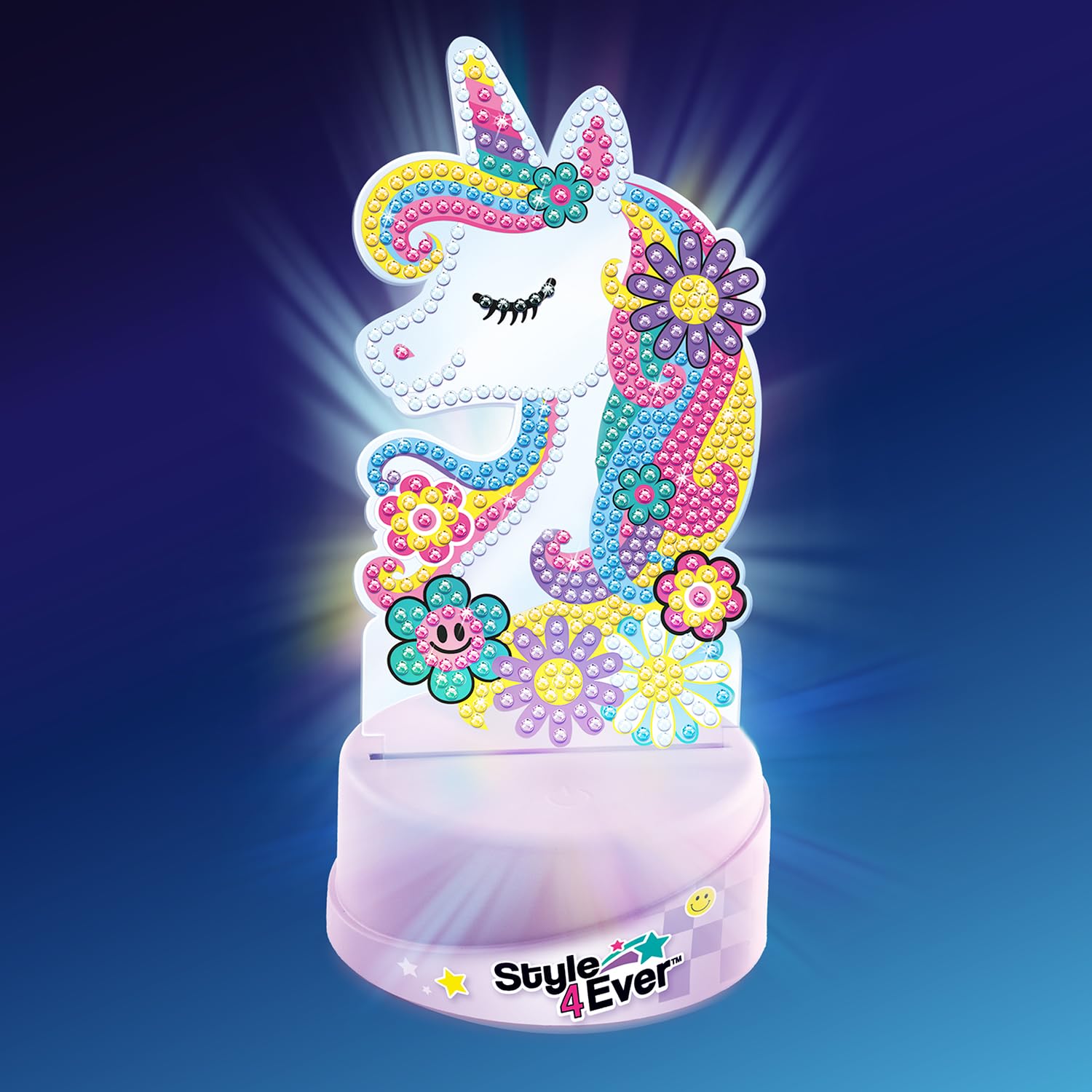 Canal Toys Style 4 Ever Diamond Art Unicorn & Butterfly Lamp Set – Light Up Base, 1300+ Gems, Ages 6+