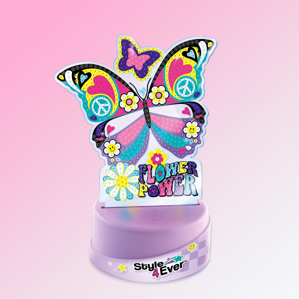 Canal Toys Style 4 Ever Diamond Art Unicorn & Butterfly Lamp Set – Light Up Base, 1300+ Gems, Ages 6+