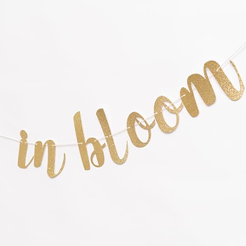 CANTLY Love Is In Bloom Gold Glitter Banner – Bridal Shower & Wedding Decor