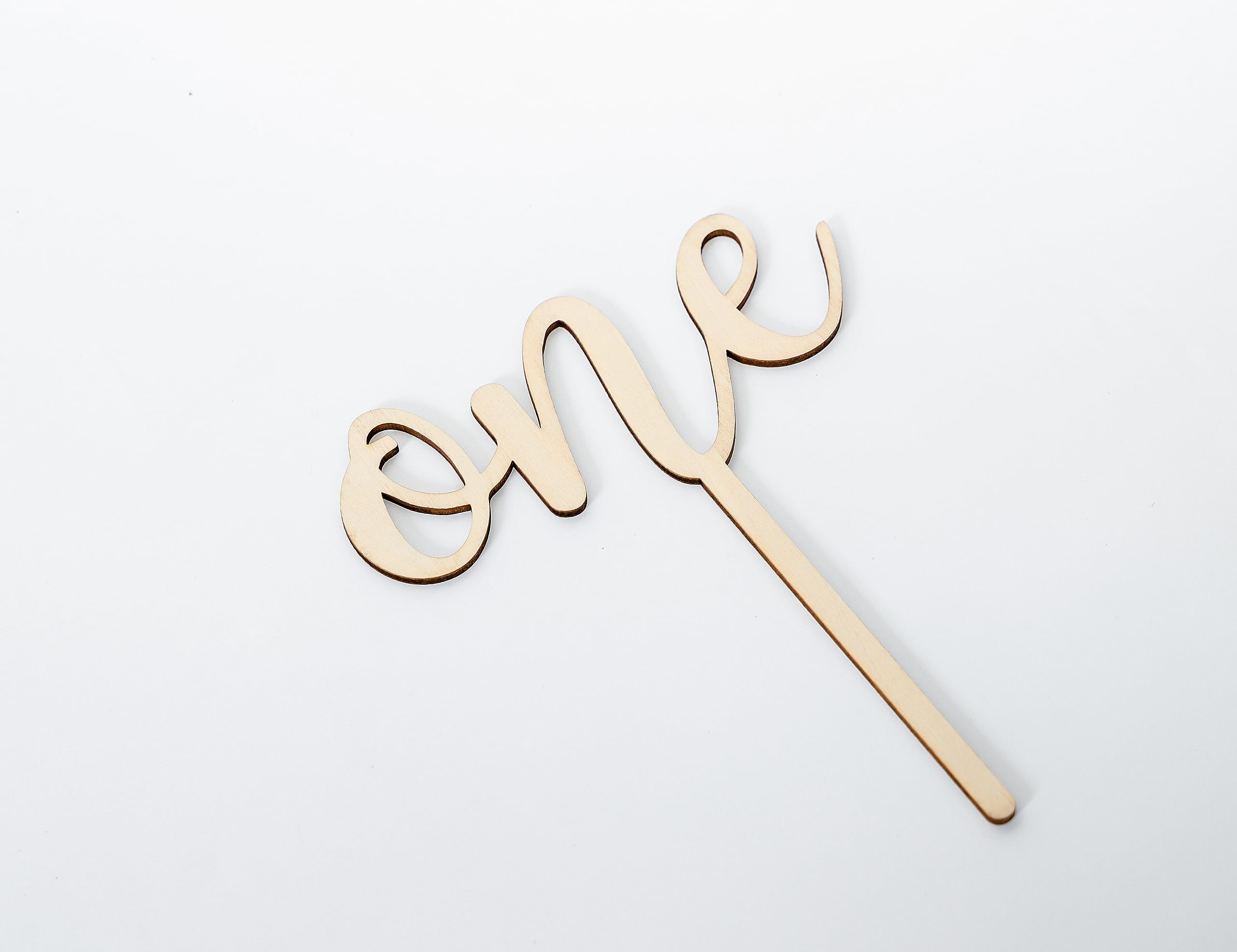 CANTLY Wooden 'One' Cake Topper for First Birthday Party Decorations - Script Design, 4.8 x 6.8 Inches