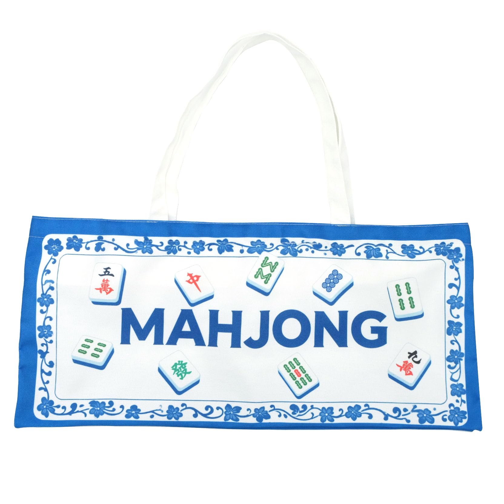 Canvas Mahjong Tile Bag – Holds 166 Tiles & 4 Racks, Extra Wide, Zippered, Portable, Blue