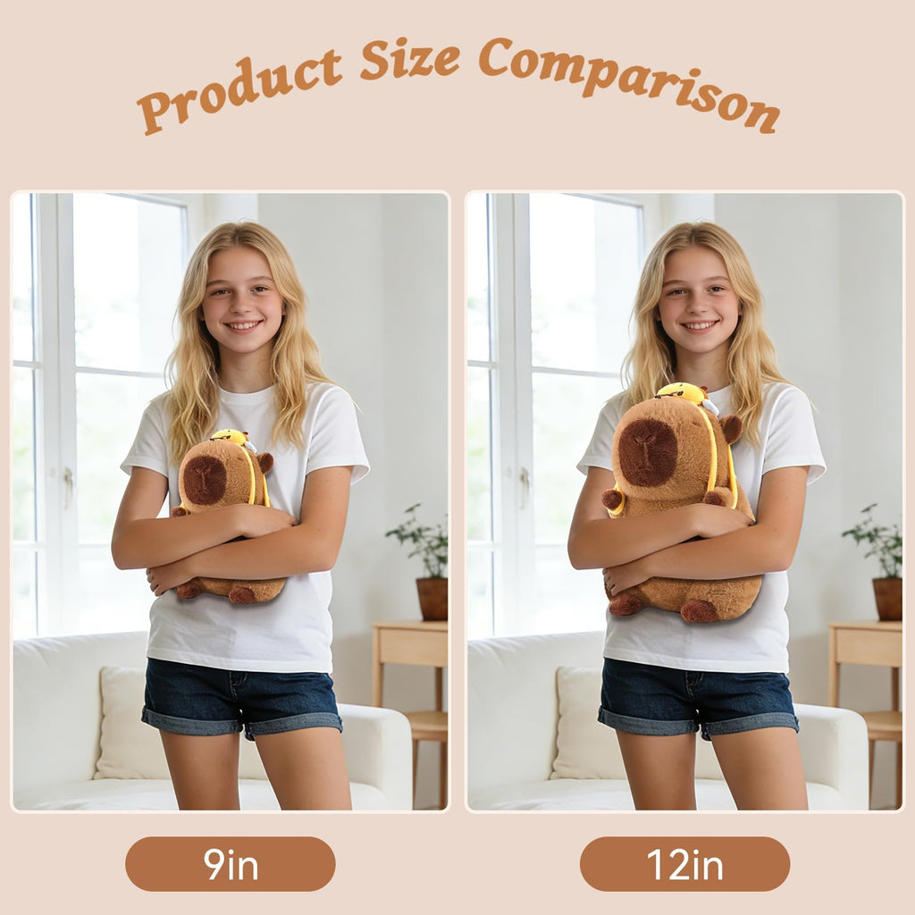 Capibara Plush with Removable Bee Backpack – 9 Inch Kawaii Stuffed Animal Toy