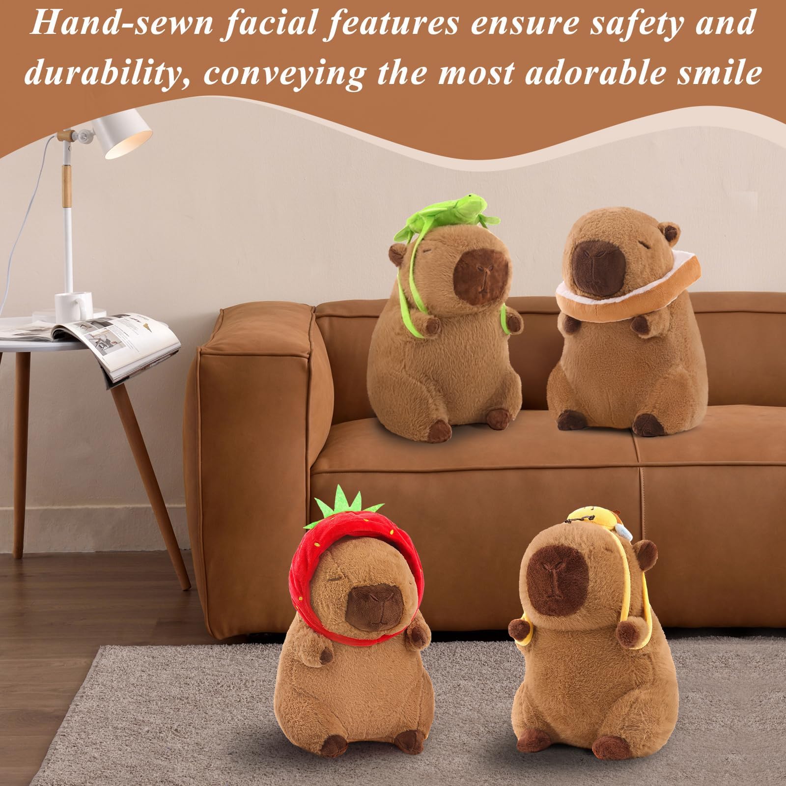 Capibara Plush with Removable Bee Backpack – 9 Inch Kawaii Stuffed Animal Toy