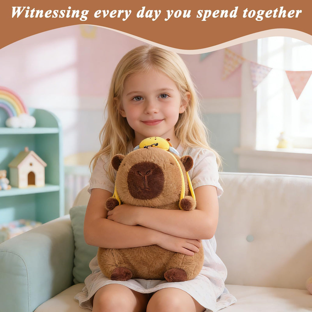 Capibara Plush with Removable Bee Backpack – 9 Inch Kawaii Stuffed Animal Toy