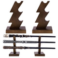 CaptainWiz Wooden Wand Stand Display – 3-Tier Handcrafted Holder for Wands & Pens, Brown