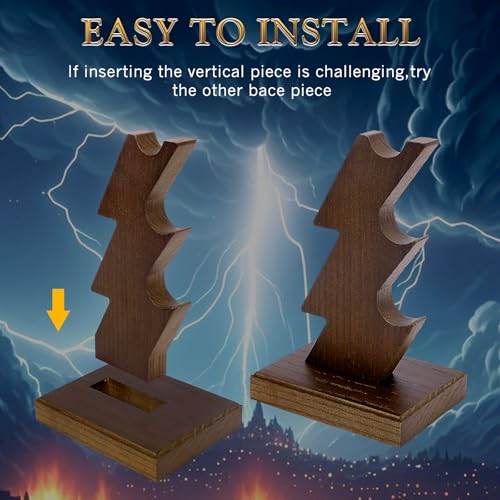 CaptainWiz Wooden Wand Stand Display – 3-Tier Handcrafted Holder for Wands & Pens, Brown