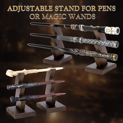 CaptainWiz Wooden Wand Stand Display – 3-Tier Handcrafted Holder for Wands & Pens, Brown