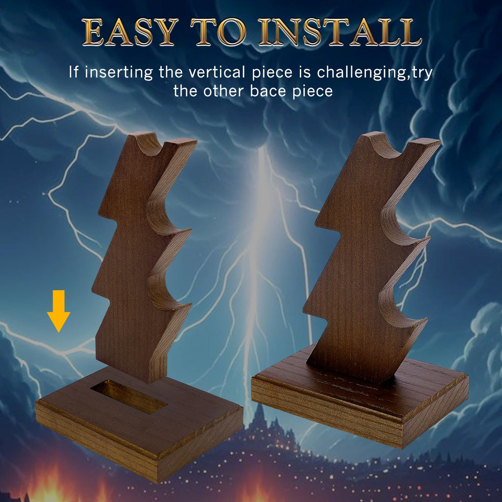 CaptainWiz Wooden Wand Stand Display – 3-Tier Handcrafted Holder for Wands & Pens, Brown