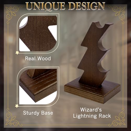 CaptainWiz Wooden Wand Stand Display – 3-Tier Handcrafted Holder for Wands & Pens, Brown