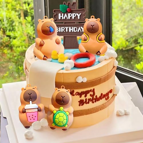 Capy Cake Topper Set – 5 Pieces Cute Capybara Birthday Decorations by BACH AND BOUJEE