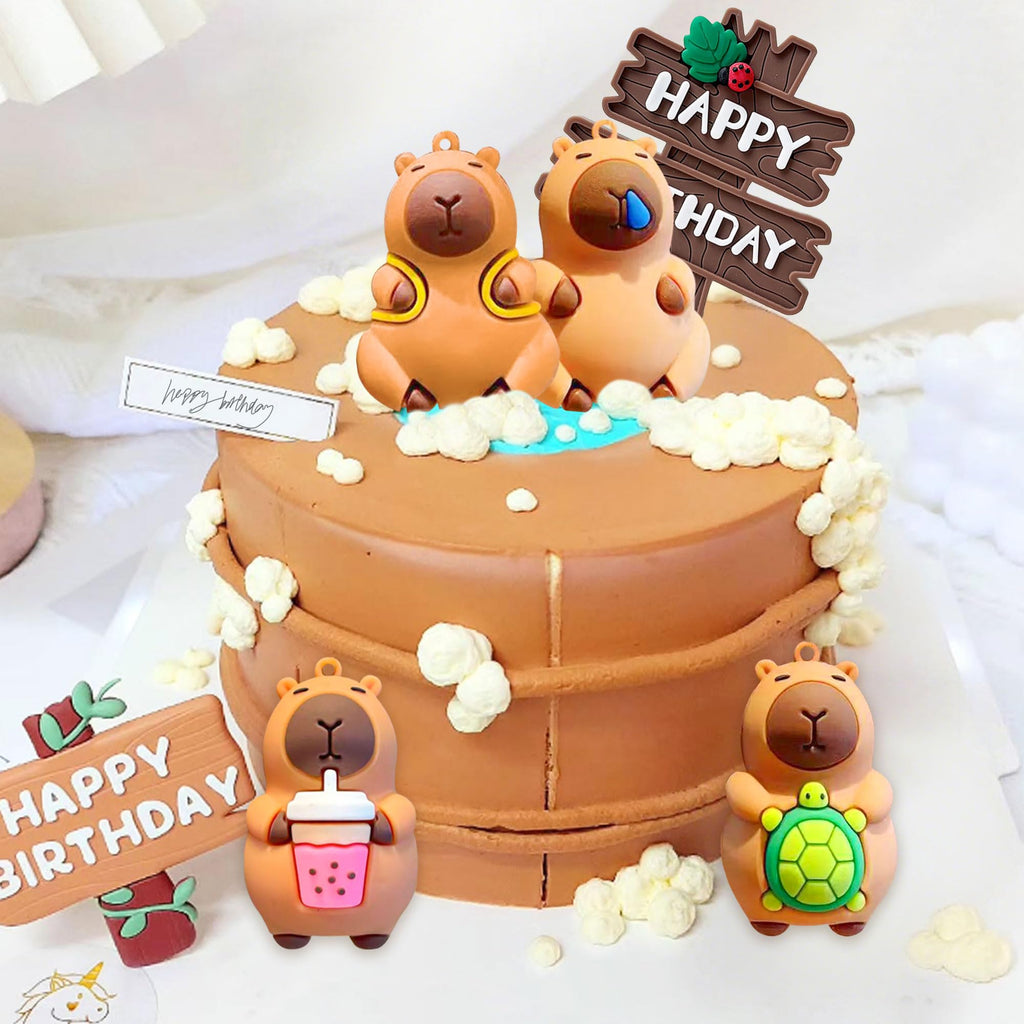 Capy Cake Topper Set – 5 Pieces Cute Capybara Birthday Decorations by BACH AND BOUJEE