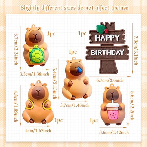 Capy Cake Topper Set – 5 Pieces Cute Capybara Birthday Decorations by BACH AND BOUJEE