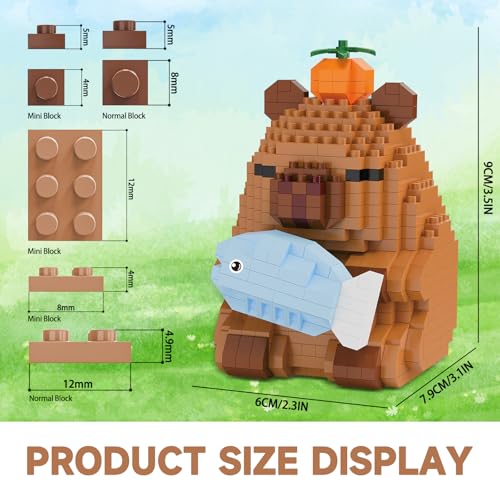 Capybara Mini Building Blocks – Capybara Riding a Pig Micro Blocks Set for Kids 8+ & Adults
