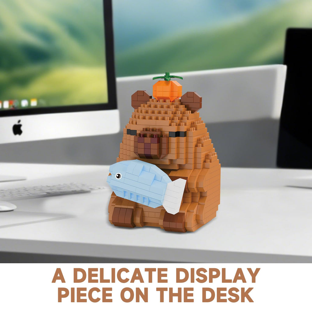 Capybara Mini Building Blocks – Capybara Riding a Pig Micro Blocks Set for Kids 8+ & Adults