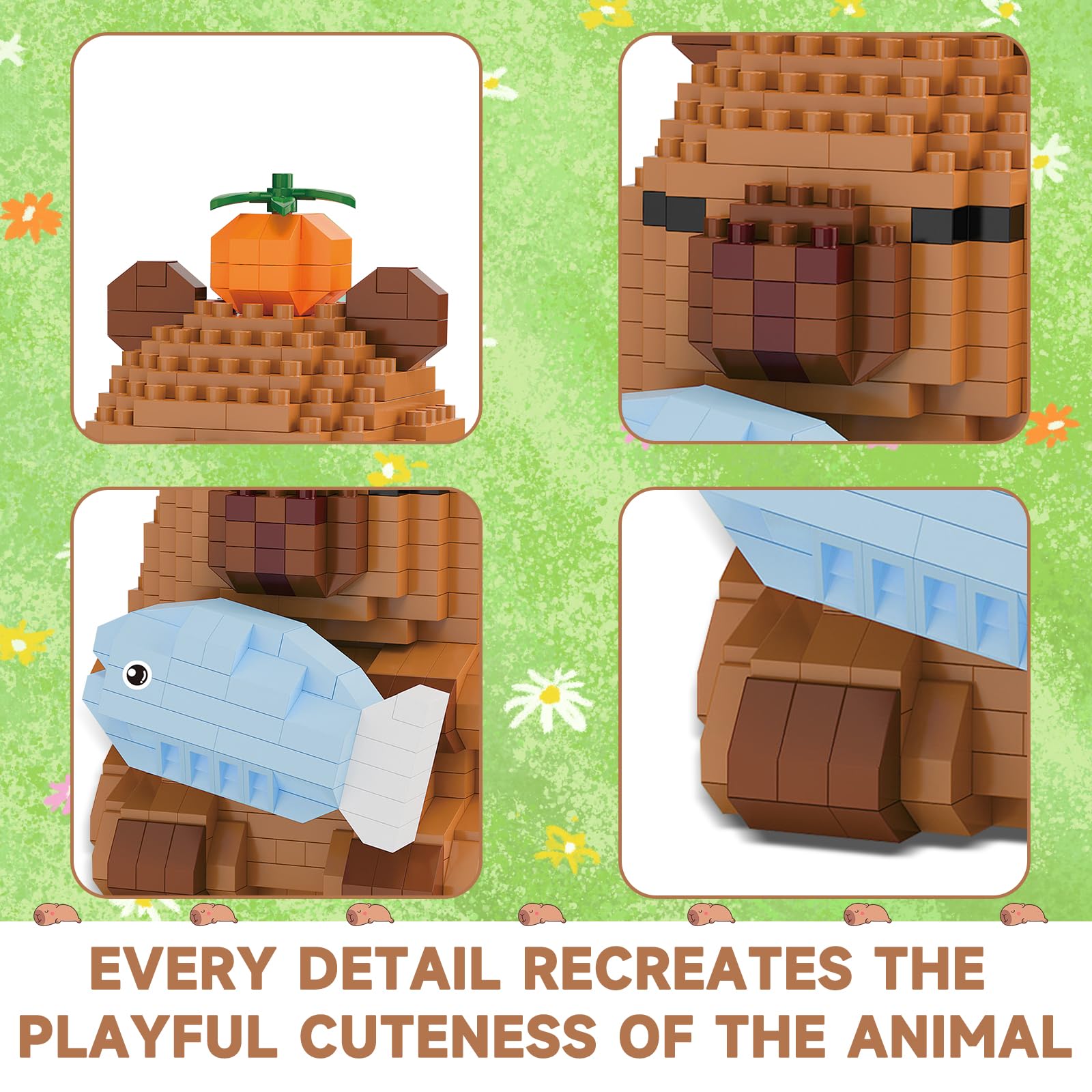 Capybara Mini Building Blocks – Capybara Riding a Pig Micro Blocks Set for Kids 8+ & Adults