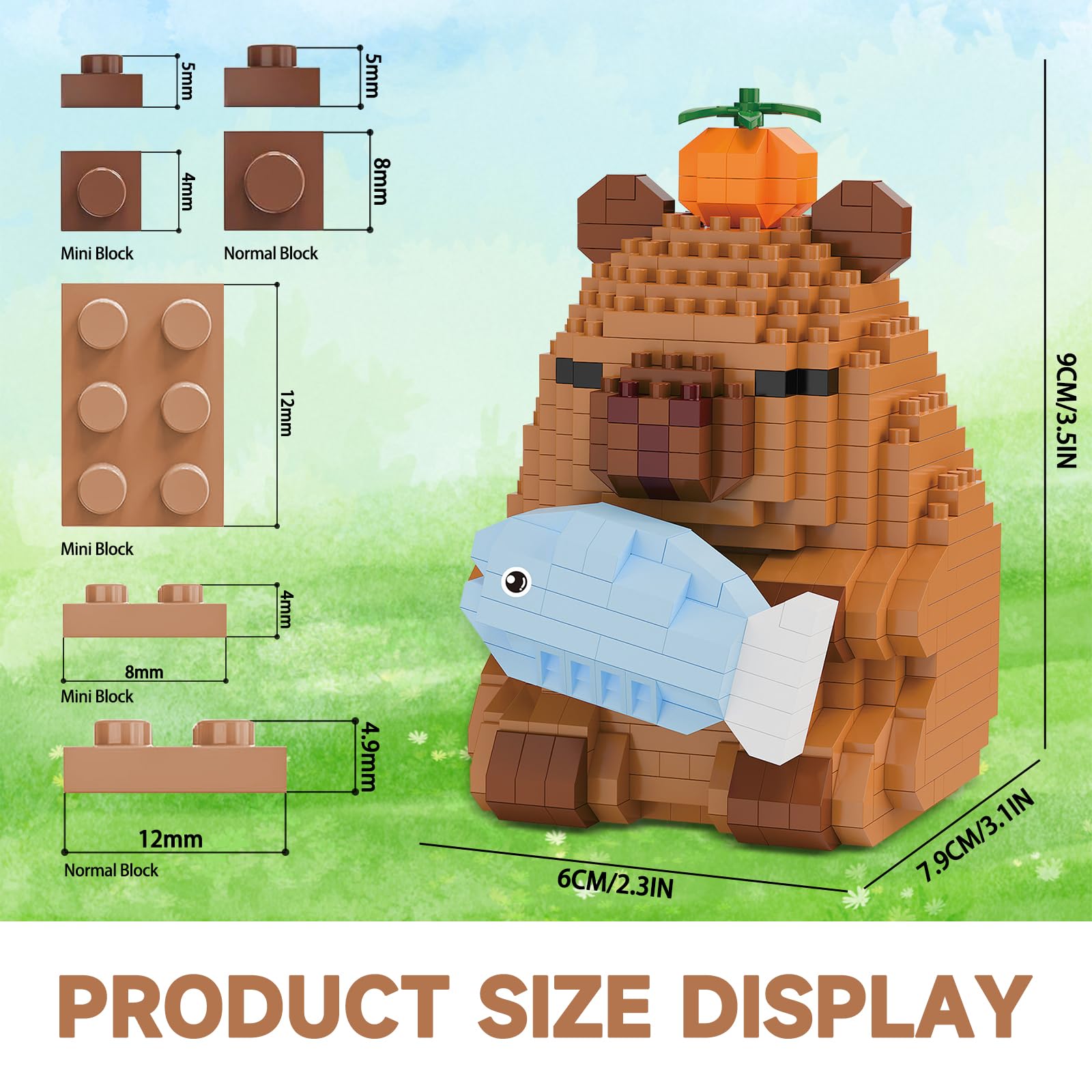 Capybara Mini Building Blocks – Capybara Riding a Pig Micro Blocks Set for Kids 8+ & Adults