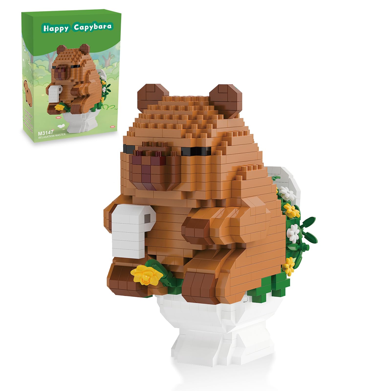 Capybara Mini Building Blocks Set – Humorous Capybara Riding Pig, Fun Assembly Toy for Kids 8+ and Adults
