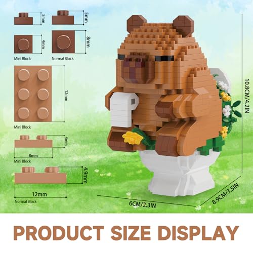 Capybara Mini Building Blocks Set – Humorous Capybara Riding Pig, Fun Assembly Toy for Kids 8+ and Adults