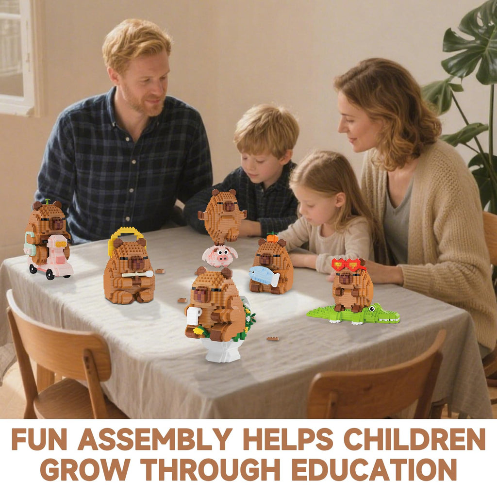 Capybara Mini Building Blocks Set – Humorous Capybara Riding Pig, Fun Assembly Toy for Kids 8+ and Adults