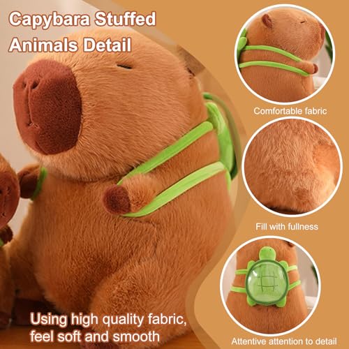 Capybara Plush with Turtle Backpack – Soft Cuddly Stuffed Animal Toy, Cute Birthday Gift for Kids