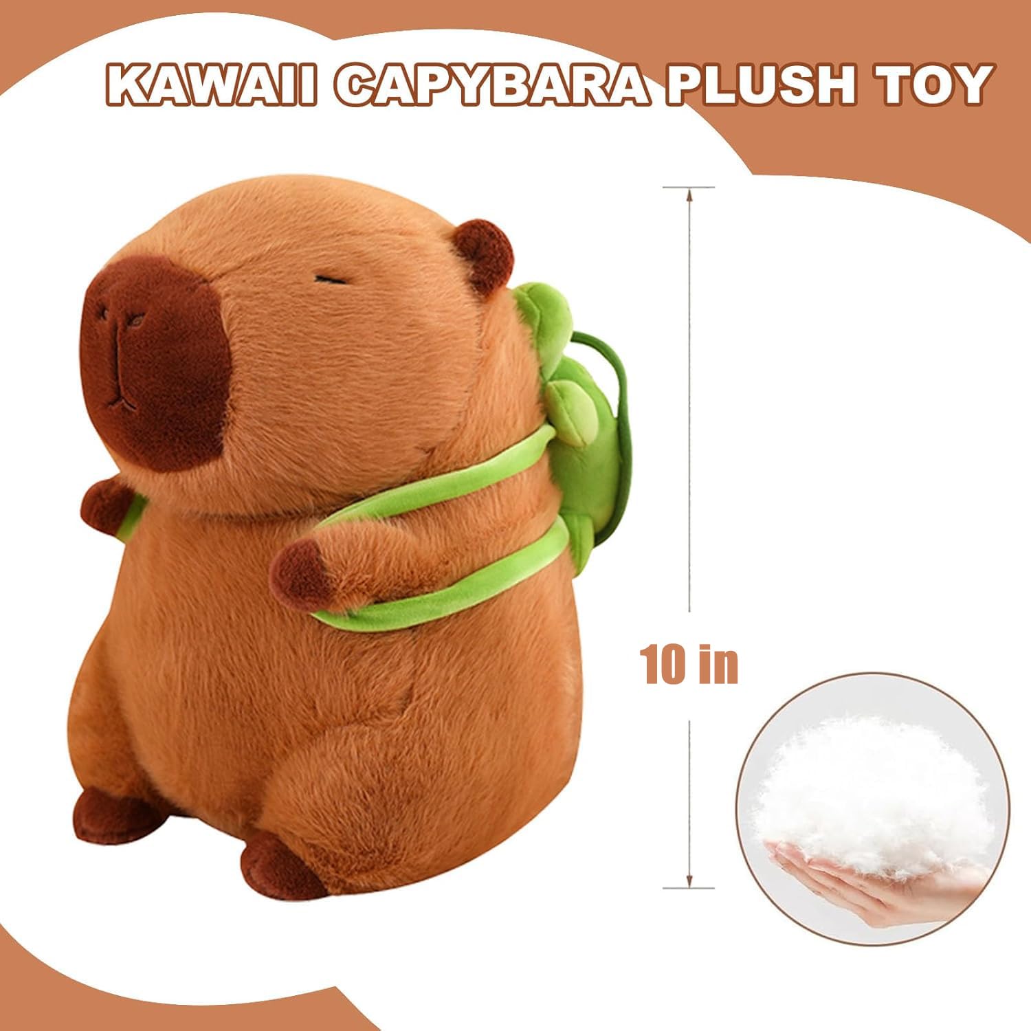 Capybara Plush with Turtle Backpack – Soft Cuddly Stuffed Animal Toy, Cute Birthday Gift for Kids