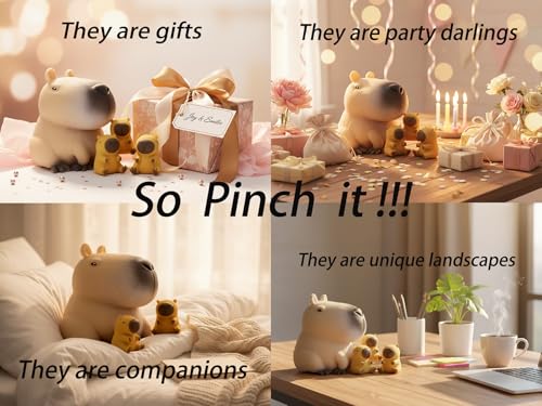 Capybara Squishy Fidget Toys 4 Pack – Large & Mini Family Set for Stress Relief, Sensory Play, and Desk Decor