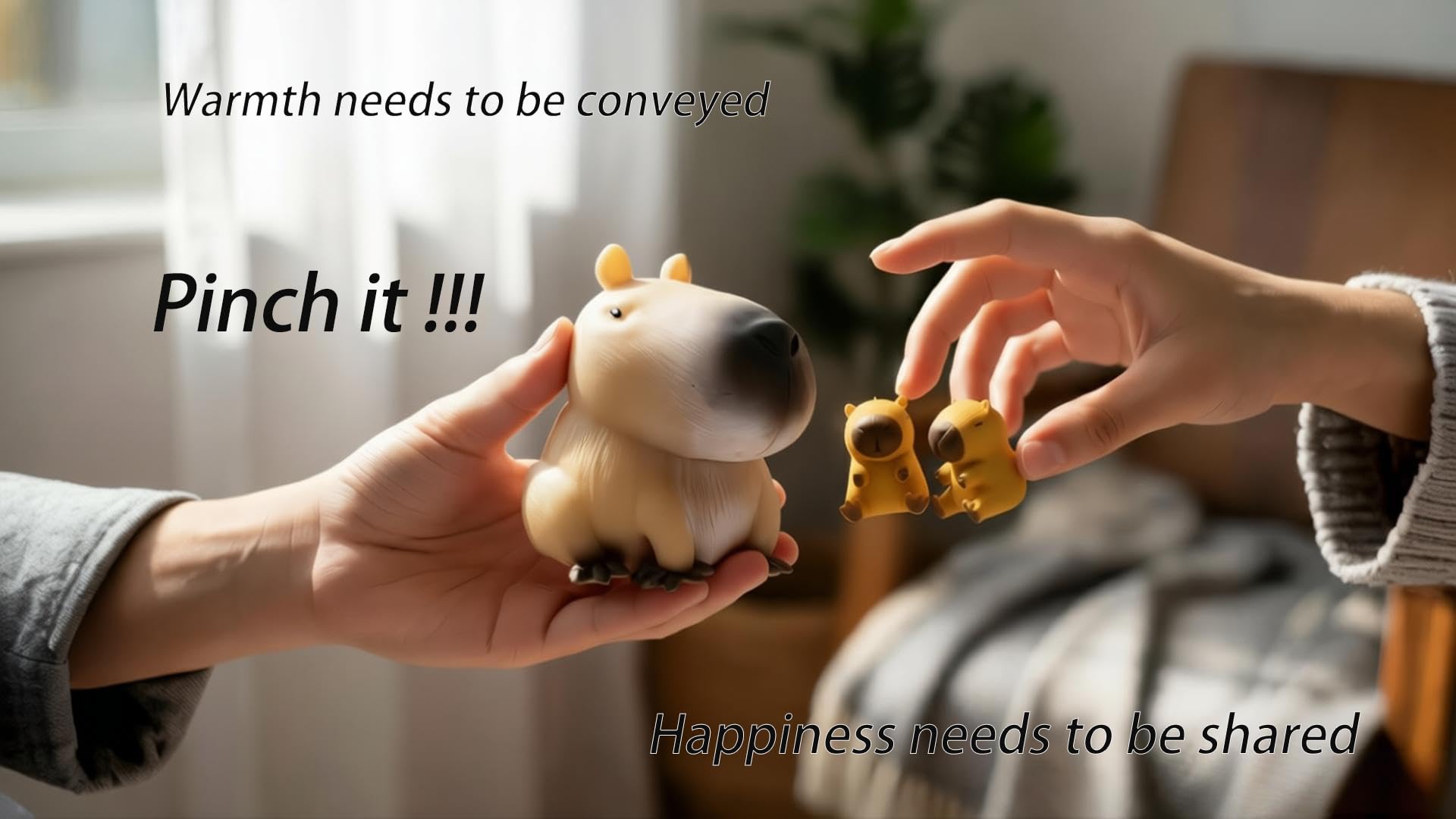 Capybara Squishy Fidget Toys 4 Pack – Large & Mini Family Set for Stress Relief, Sensory Play, and Desk Decor