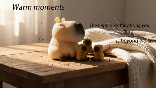 Capybara Squishy Fidget Toys 4 Pack – Large & Mini Family Set for Stress Relief, Sensory Play, and Desk Decor