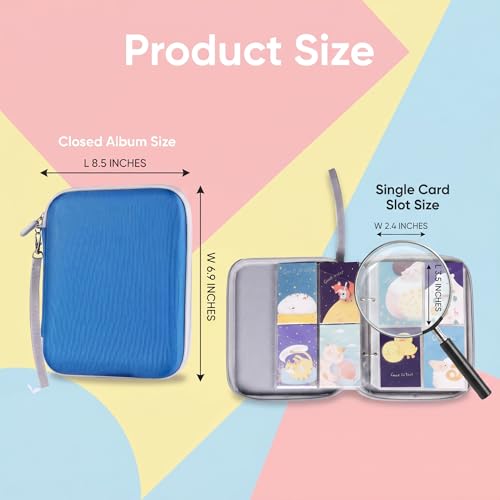 Card Holder for Yoto Cards – 96 Pocket Portable Organizer with Zipper (Blue)